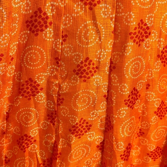 Kalki Russet Orange Indo-Western Dress With Bandhani Print In Kota Silk India - Picture 5 of 12